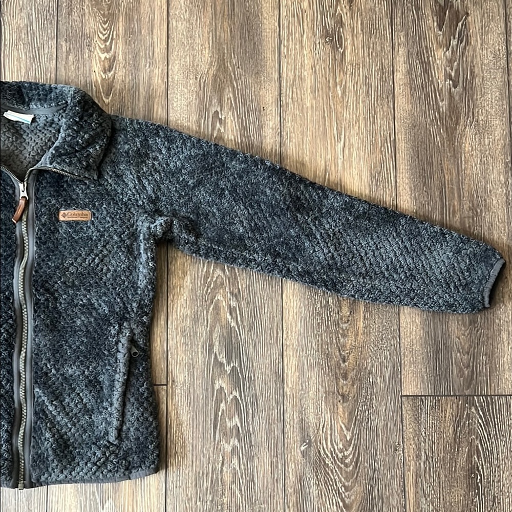 Columbia Jacket Women’s Charcoal Gray Fuzzy Full Zip Athleisure, Size Medium - Picture 3 of 14